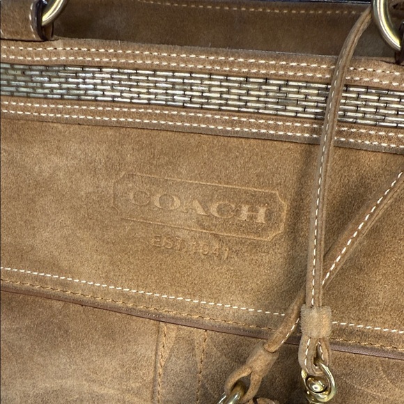 Coach Tan Suede Tote with Pouch - Picture 2 of 14